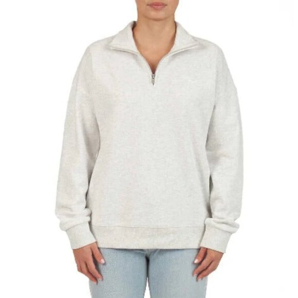 NEW Lazypants French Terry Quarter Zip Sweatshirt | Heathered Grey - Picture 1 of 8